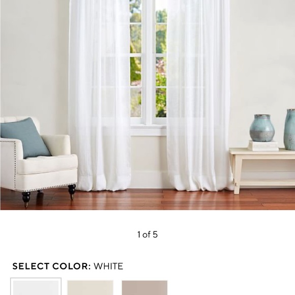 Pottery Barn Belgian Flax Linen Rod Pocket Sheer Curtain - Picture 1 of 3